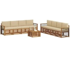 Lauko baldų komplektas Sofų komplektai su pagalve 9 pcs Natūralus ir bežinis