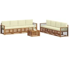 Sofų komplektai su pagalve 9 pcs Natūralus ir grietinėlė
