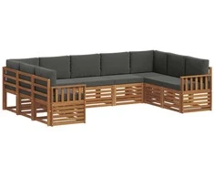 Sekcijos sofų komplektas 9 pcs Natūralus ir antracitas