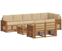 Sofų komplektai su pagalve 9 pcs Natūralus ir bežinis