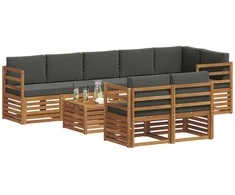Sofų komplektai su pagalve 9 pcs Natūralus ir antracitas