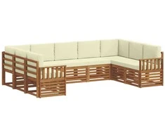 Sekcijos sofų komplektas 9 pcs Natūralus ir grietinėlė