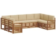 Sekcijos sofų komplektas su pagalve 9 pcs Natūralus ir bežinis