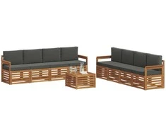 Sofų komplektai su pagalve 9 pcs Natūralus ir antracitas