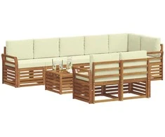 Sofų komplektai su pagalve 9 pcs Natūralus ir grietinėlė