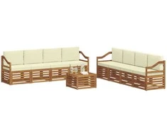 Sofų komplektai su pagalve 9 pcs Natūralus ir grietinėlė