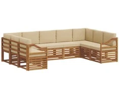 Sekcijos sofų komplektas su pagalve 9 pcs Natūralus ir bežinis