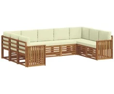 Sekcijos sofų komplektas 9 pcs Natūralus ir grietinėlė
