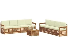 Sofų komplektai su pagalve 9 pcs Natūralus ir grietinėlė