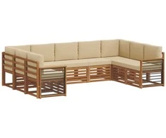 Sekcijos sofų komplektas su pagalve 9 pcs Natūralus ir bežinis