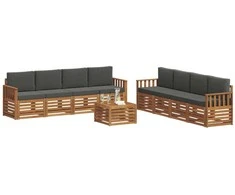 Lauko baldų komplektas Sofų komplektai su pagalve 9 pcs Natūralus ir antracitas