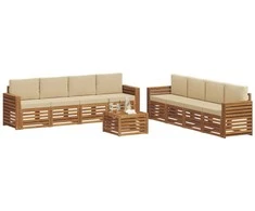 Sofų komplektai su pagalve 9 pcs Natūralus ir bežinis