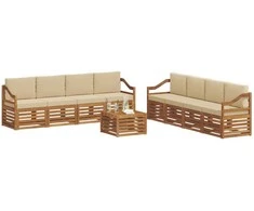 Lauko baldų komplektas Sofų komplektai su pagalve 9 pcs Natūralus ir bežinis