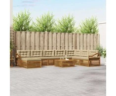 Lauko sofos komplektas su pagalve 9 pcs Natūralus ir bežinis