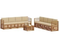 Sofų komplektai su pagalve 9 pcs Natūralus ir bežinis