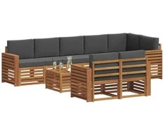 Lauko baldų komplektas Sofų komplektai su pagalve 9 pcs Natūralus ir antracitas