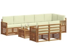 Sofų komplektai su pagalve 9 pcs Natūralus ir grietinėlė