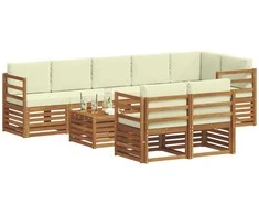 Sofų komplektai su pagalve 9 pcs Natūralus ir grietinėlė