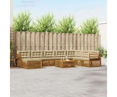 Lauko baldų komplektas Lauko sofos komplektas su pagalve 9 pcs Natūralus ir bežinis