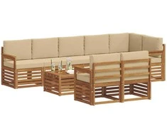 Sofų komplektai su pagalve 9 pcs Natūralus ir bežinis