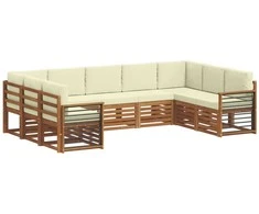 Sekcijos sofų komplektas 9 pcs Natūralus ir grietinėlė