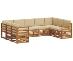 Sekcijos sofų komplektas su pagalve 9 pcs Natūralus ir bežinis