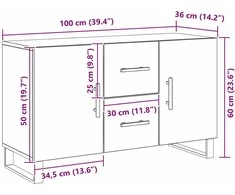 Kabalas Juodas ąžuolas 100 x 36 x 60 cm Apdirbta mediena