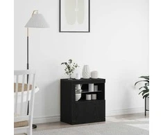 LED Bufetas Juoda 60,5 x 37 x 67 cm Apdirbta mediena
