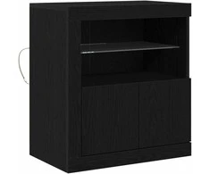 LED Bufetas Juoda 60,5 x 37 x 67 cm Apdirbta mediena