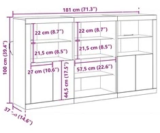 LED Bufetas Senas medis 181,5 x 37 x 100 cm Apdirbta mediena