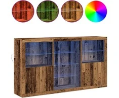LED Bufetas Senas medis 181,5 x 37 x 100 cm Apdirbta mediena
