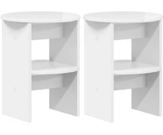 Šoninė spintelė 2 pcs Aukšto Blizgesio Baltas Ø40 x 50 cm