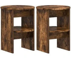 Šoninė spintelė 2 pcs Rūkytas Ąžuolas Ø40 x 50 cm