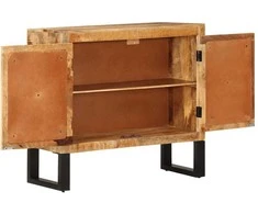 Šoninė spintelė, 80x30x71cm, neapdorotas mango masyvas/metalas