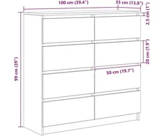 Šoninė spintelė, ąžuolo, 100x35x99 cm, apdirbta mediena