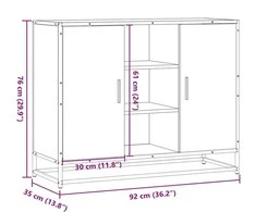 Šoninė spintelė, dūminio ąžuolo, 92x35x76cm, apdirbta mediena