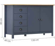 Šoninė spintelė Hill, pilka, 130x40x80cm, pušies masyvas