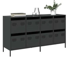 Šoninė spintelė, juoda, 135x39x73,5cm, plienas