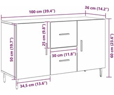 Kabalas Juodas ąžuolas 100 x 36 x 60 cm Apdirbta mediena
