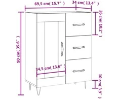 Šoninė spintelė, sonoma ąžuolo, 69,5x34x90cm, apdirbta mediena