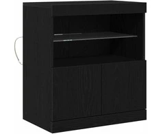 LED Bufetas Juoda 60,5 x 37 x 67 cm Apdirbta mediena