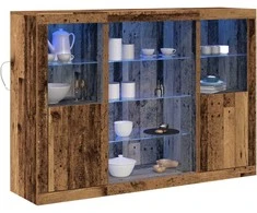 LED Bufetas Senas medis 142,5 x 37 x 100 cm Apdirbta mediena