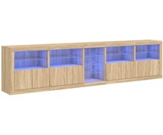 Šoninė spintelė su LED lemputėmis, ąžuolo spalvos, 283x37x67cm