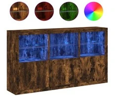 Šoninė spintelė su LED lemputėmis, dūminė, 181,5x37x100cm