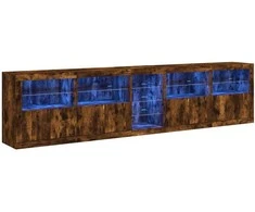 Šoninė spintelė su LED lemputėmis, dūminio ąžuolo, 283x37x67cm
