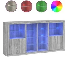 Šoninė spintelė su LED lemputėmis, pilka ąžuolo, 202x37x100cm