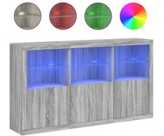 Šoninė spintelė su LED lemputėmis, pilka ąžuolo, 181,5x37x100cm