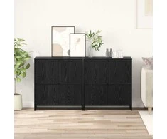 Šoninės lentynos 2 pcs juoda ąžuolo 70 x 41 x 75 cm