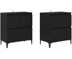 Šoninės lentynos 2 pcs Juodas ąžuolas 60 x 35 x 70 cm