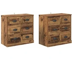 Šoninės lentynos 2 pcs Senovinis medis 70 x 35,5 x 67,5 cm